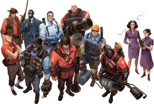 Team Fortress2 Character Lineup PNG image