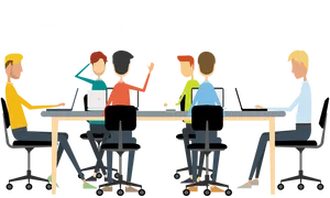Team Meeting Discussion Vector PNG image
