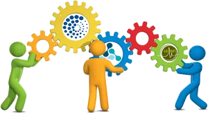 Teamwork Conceptwith Gearsand Figures PNG image