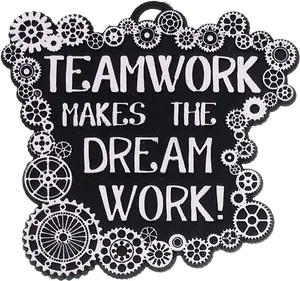 Teamwork Gears Inspirational Sign PNG