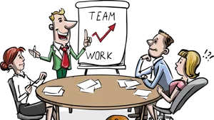 Teamwork Presentation Cartoon PNG