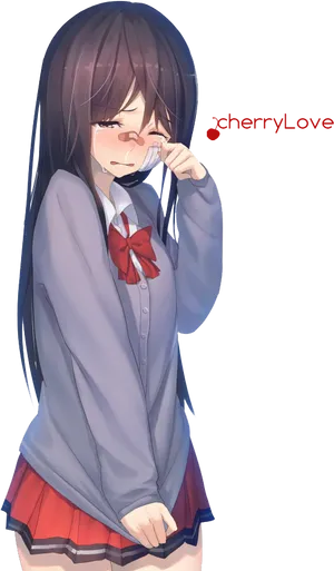 Tearful Anime Girl PNG image
