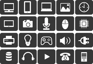 Technology Icons Set PNG image
