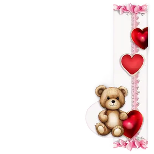 Teddy Bear Valentines Border Png 06262024 PNG image