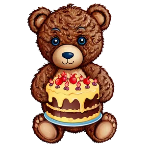 Teddy Bear With Cake Clipart PNG Wfj