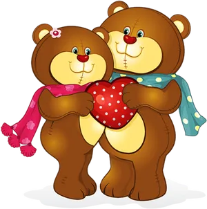 Teddy Bears Holding Heart PNG image