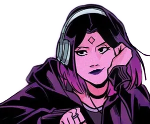 Teen Girl Headphones Comic Style PNG image