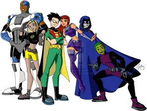 Teen_ Titans_ Animated_ Group_ Pose PNG image