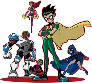 Teen Titans Animated Team Pose PNG image