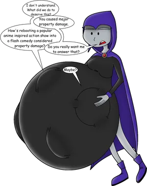 Teen Titans Go Raven Inflated Dialogue PNG image