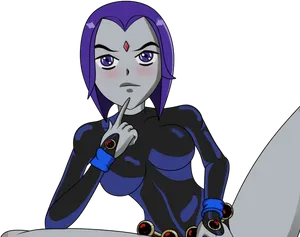Teen Titans Go Raven Thinking Pose PNG image