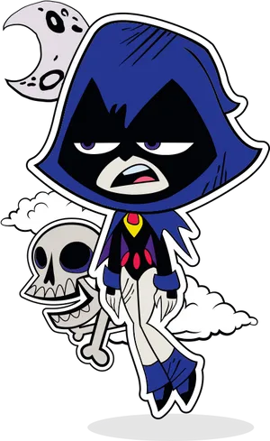 Teen Titans Go Raven With Skull PNG image