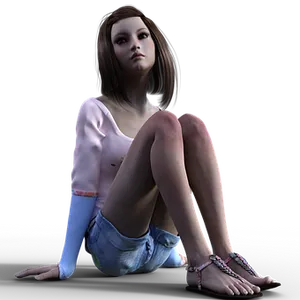 Teenage Girl3 D Character Sitting PNG image