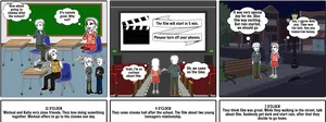 Teenagers Cinema Experience Comic Strip PNG image