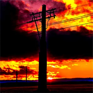 Telephone Pole Sunset Background Png 06132024 PNG image