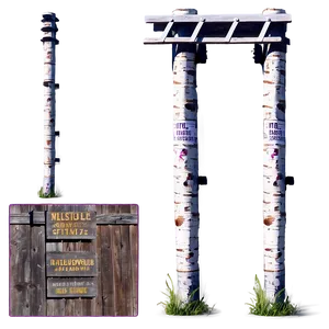 Telephone Pole With Signage PNG Aay
