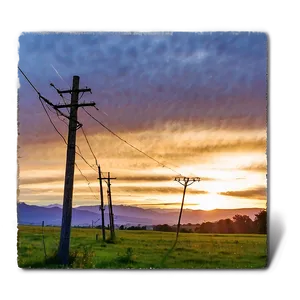 Telephone Pole With Sunset Glow PNG Wky PNG