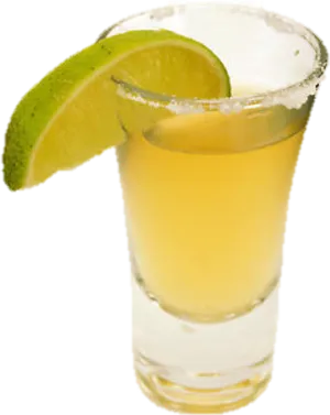 Tequila Shot With Lime Slice PNG image