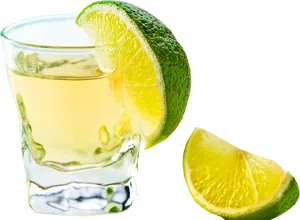 Tequila Shot With Lime Wedge PNG image