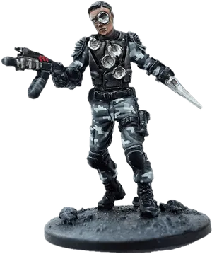 Terminator Figurewith Gunsand Knife PNG image