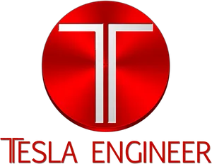 Tesla Engineer Logo Red Background PNG image