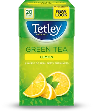 Tetley Lemon Green Tea Box PNG image