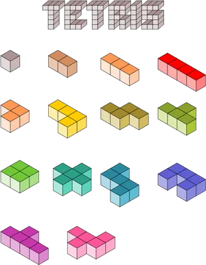 Tetris Blocks Isometric View PNG image