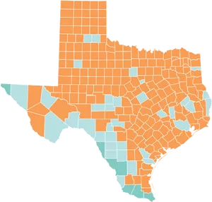 Texas County Map Color Coded PNG image