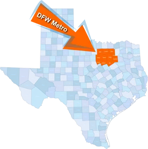 Texas Map D F W Metro Highlight PNG image