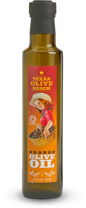 Texas Orange Flavored Olive Oil Bottle PNG