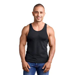 Textured Black Tank Top PNG Tvx