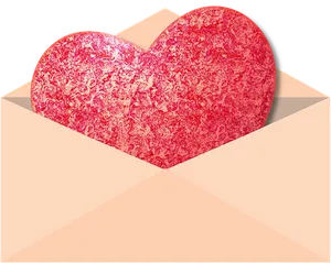 Textured Heartin Envelope PNG image