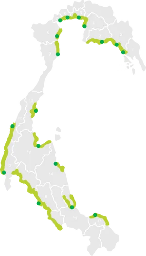 Thailand Geographical Divisions Map PNG image