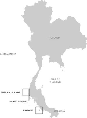 Thailand Map Highlighting Andaman Sea Islands PNG image