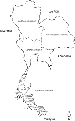 Thailand Regional Divisions Map PNG image