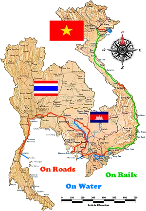 Thailand Transportation Mapwith Flags PNG
