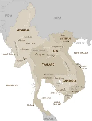 Thailandand Surrounding Countries Map PNG image