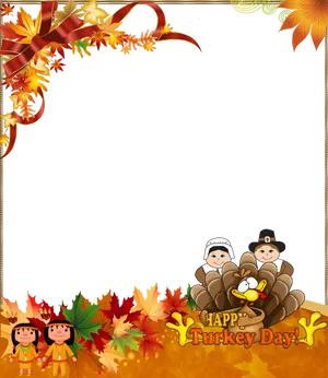 Thanksgiving Greeting Cardwith Cartoon Characters PNG image