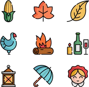 Thanksgiving Icons Set PNG image