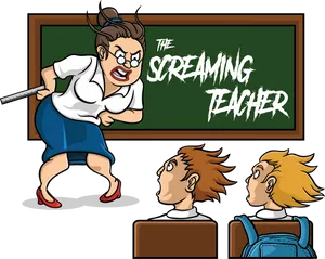 The Screaming Teacher Cartoon PNG image