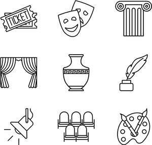 Theater Icons Set PNG