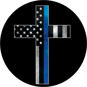 Thin Blue Line Cross PNG image