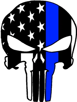 Thin Blue Line Punisher Skull PNG image