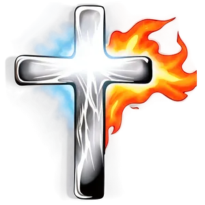 Thin Cross In Flame PNG 20