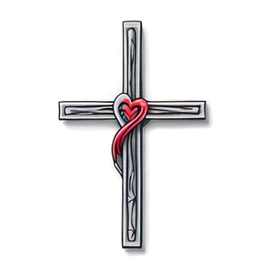 Thin Cross In Heart PNG 06292024