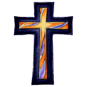 Thin Cross In Watercolor PNG Cui
