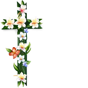 Thin Cross With Flowers PNG 06292024