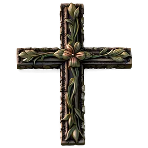 Thin Cross With Flowers PNG 42 PNG