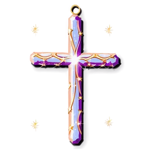 Thin Cross With Stars PNG 94
