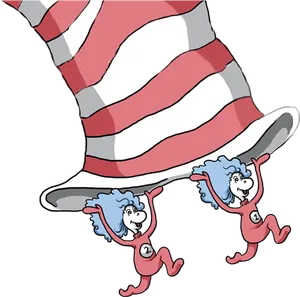 Thing Oneand Thing Twowith Striped Hat PNG image